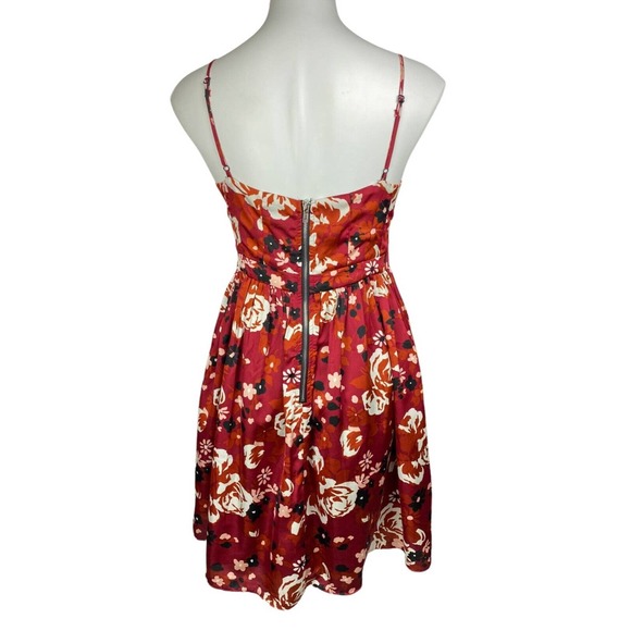 Fossil Size M Dress Spaghetti Straps Fit N Flare Red w/ White Black Pink Floral - Picture 3 of 5